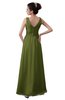 ColsBM Kalani Olive Green Modern A-line V-neck Zipper Floor Length Plus Size Bridesmaid Dresses