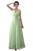 ColsBM Kalani Pale Green Modern A-line V-neck Zipper Floor Length Plus Size Bridesmaid Dresses
