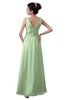 ColsBM Kalani Pale Green Modern A-line V-neck Zipper Floor Length Plus Size Bridesmaid Dresses