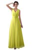 ColsBM Kalani Pale Yellow Modern A-line V-neck Zipper Floor Length Plus Size Bridesmaid Dresses