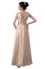 ColsBM Kalani Peach Puree Modern A-line V-neck Zipper Floor Length Plus Size Bridesmaid Dresses