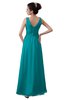 ColsBM Kalani Peacock Blue Modern A-line V-neck Zipper Floor Length Plus Size Bridesmaid Dresses