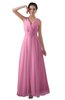 ColsBM Kalani Pink Modern A-line V-neck Zipper Floor Length Plus Size Bridesmaid Dresses