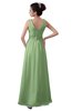 ColsBM Kalani Sage Green Modern A-line V-neck Zipper Floor Length Plus Size Bridesmaid Dresses