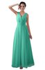 ColsBM Kalani Seafoam Green Modern A-line V-neck Zipper Floor Length Plus Size Bridesmaid Dresses