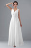 ColsBM Kalani White Modern A-line V-neck Zipper Floor Length Plus Size Bridesmaid Dresses