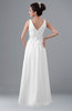 ColsBM Kalani White Modern A-line V-neck Zipper Floor Length Plus Size Bridesmaid Dresses
