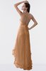 ColsBM Isabel Light Brown Simple A-line Zipper Tea Length Paillette Plus Size Bridesmaid Dresses