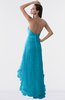 ColsBM Isabel Teal Simple A-line Zipper Tea Length Paillette Plus Size Bridesmaid Dresses