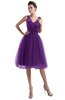 ColsBM Ashley Amaranth Purple Plain Illusion Zipper Knee Length Flower Plus Size Bridesmaid Dresses