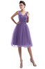 ColsBM Ashley Chalk Violet Plain Illusion Zipper Knee Length Flower Plus Size Bridesmaid Dresses