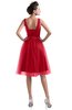 ColsBM Ashley Chinese Red Plain Illusion Zipper Knee Length Flower Plus Size Bridesmaid Dresses