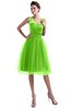 ColsBM Ashley Classic Green Plain Illusion Zipper Knee Length Flower Plus Size Bridesmaid Dresses
