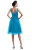 ColsBM Ashley Cornflower Blue Plain Illusion Zipper Knee Length Flower Plus Size Bridesmaid Dresses