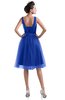 ColsBM Ashley Dazzling Blue Plain Illusion Zipper Knee Length Flower Plus Size Bridesmaid Dresses