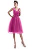 ColsBM Ashley Hot Pink Plain Illusion Zipper Knee Length Flower Plus Size Bridesmaid Dresses