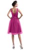 ColsBM Ashley Hot Pink Plain Illusion Zipper Knee Length Flower Plus Size Bridesmaid Dresses