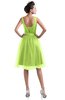 ColsBM Ashley Lime Green Plain Illusion Zipper Knee Length Flower Plus Size Bridesmaid Dresses