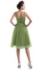 ColsBM Ashley Moss Green Plain Illusion Zipper Knee Length Flower Plus Size Bridesmaid Dresses