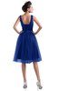 ColsBM Ashley Nautical Blue Plain Illusion Zipper Knee Length Flower Plus Size Bridesmaid Dresses