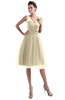 ColsBM Ashley Novelle Peach Plain Illusion Zipper Knee Length Flower Plus Size Bridesmaid Dresses