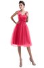 ColsBM Ashley Paradise Pink Plain Illusion Zipper Knee Length Flower Plus Size Bridesmaid Dresses