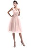 ColsBM Ashley Pastel Pink Plain Illusion Zipper Knee Length Flower Plus Size Bridesmaid Dresses