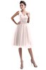 ColsBM Ashley Petal Pink Plain Illusion Zipper Knee Length Flower Plus Size Bridesmaid Dresses