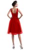 ColsBM Ashley Red Plain Illusion Zipper Knee Length Flower Plus Size Bridesmaid Dresses