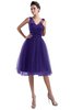 ColsBM Ashley Royal Purple Plain Illusion Zipper Knee Length Flower Plus Size Bridesmaid Dresses