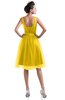 ColsBM Ashley Yellow Plain Illusion Zipper Knee Length Flower Plus Size Bridesmaid Dresses