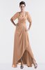 ColsBM Emilia Almost Apricot Modest Sweetheart Short Sleeve Zip up Floor Length Plus Size Bridesmaid Dresses