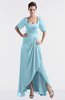 ColsBM Emilia Aqua Modest Sweetheart Short Sleeve Zip up Floor Length Plus Size Bridesmaid Dresses