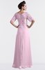ColsBM Emilia Baby Pink Modest Sweetheart Short Sleeve Zip up Floor Length Plus Size Bridesmaid Dresses