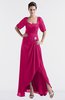 ColsBM Emilia Beetroot Purple Modest Sweetheart Short Sleeve Zip up Floor Length Plus Size Bridesmaid Dresses