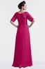 ColsBM Emilia Beetroot Purple Modest Sweetheart Short Sleeve Zip up Floor Length Plus Size Bridesmaid Dresses