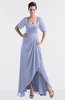 ColsBM Emilia Blue Heron Modest Sweetheart Short Sleeve Zip up Floor Length Plus Size Bridesmaid Dresses