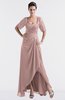 ColsBM Emilia Blush Pink Modest Sweetheart Short Sleeve Zip up Floor Length Plus Size Bridesmaid Dresses