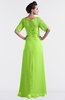 ColsBM Emilia Bright Green Modest Sweetheart Short Sleeve Zip up Floor Length Plus Size Bridesmaid Dresses
