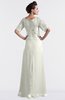 ColsBM Emilia Cream Modest Sweetheart Short Sleeve Zip up Floor Length Plus Size Bridesmaid Dresses