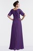 ColsBM Emilia Dark Purple Modest Sweetheart Short Sleeve Zip up Floor Length Plus Size Bridesmaid Dresses