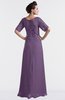 ColsBM Emilia Eggplant Modest Sweetheart Short Sleeve Zip up Floor Length Plus Size Bridesmaid Dresses