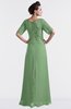 ColsBM Emilia Fair Green Modest Sweetheart Short Sleeve Zip up Floor Length Plus Size Bridesmaid Dresses