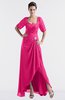 ColsBM Emilia Fandango Pink Modest Sweetheart Short Sleeve Zip up Floor Length Plus Size Bridesmaid Dresses