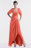 ColsBM Emilia Fusion Coral Modest Sweetheart Short Sleeve Zip up Floor Length Plus Size Bridesmaid Dresses
