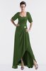 ColsBM Emilia Garden Green Modest Sweetheart Short Sleeve Zip up Floor Length Plus Size Bridesmaid Dresses