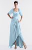 ColsBM Emilia Ice Blue Modest Sweetheart Short Sleeve Zip up Floor Length Plus Size Bridesmaid Dresses