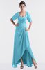 ColsBM Emilia Light Blue Modest Sweetheart Short Sleeve Zip up Floor Length Plus Size Bridesmaid Dresses