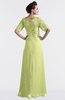 ColsBM Emilia Lime Green Modest Sweetheart Short Sleeve Zip up Floor Length Plus Size Bridesmaid Dresses