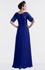 ColsBM Emilia Nautical Blue Modest Sweetheart Short Sleeve Zip up Floor Length Plus Size Bridesmaid Dresses